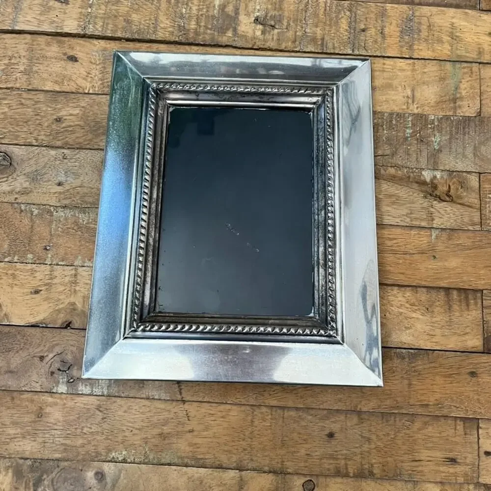 Pottery Barn Silver Metal' Photo Frame 5 x 7 Beaded Inner Border